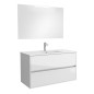 Meuble de salle de bain suspendu blanc brillant 80x45 cm avec 2 tiroirs et lavabo inclus - Soria Meuble de salle de bain suspendu blanc brillant 80x45 cm avec 2 tiroirs et lavabo inclus - Soria