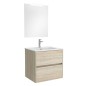 Meuble de salle de bain suspendu 60x45 cm chêne clair avec 2 tiroirs et lavabo inclus - Soria Meuble de salle de bain suspendu 60x45 cm chêne clair avec 2 tiroirs et lavabo inclus - Soria