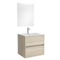 Meuble de salle de bain suspendu 100x45 cm chêne clair avec 2 tiroirs et lavabo inclus - Soria Meuble de salle de bain suspendu 100x45 cm chêne clair avec 2 tiroirs et lavabo inclus - Soria