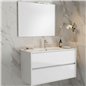 Meuble de salle de bain suspendu blanc brillant 80x45 cm avec 2 tiroirs et lavabo inclus - Soria Meuble de salle de bain suspendu blanc brillant 80x45 cm avec 2 tiroirs et lavabo inclus - Soria