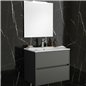 Meuble de salle de bain suspendu gris mat 90x45 cm avec 2 tiroirs et lavabo inclus - Soria Meuble de salle de bain suspendu gris mat 90x45 cm avec 2 tiroirs et lavabo inclus - Soria