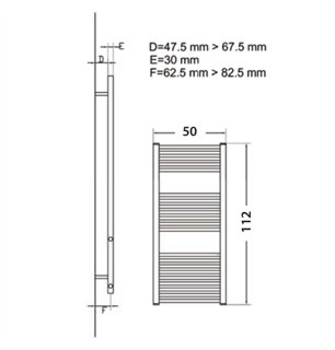 Radiateur sèche-serviettes de salle de bains 112x50 cm chromé avec raccords standard - Aly