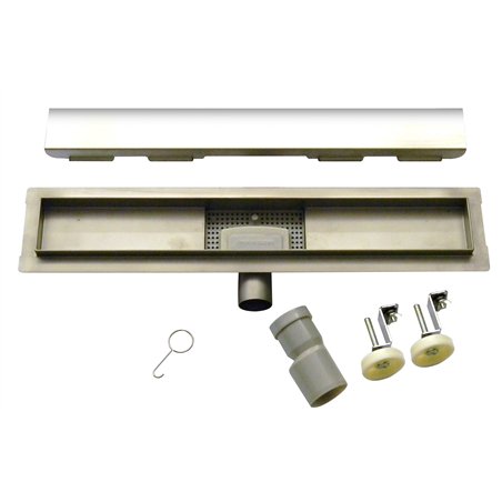 Caniveau de douche de 60 cm en acier inoxydable poli avec siphon inspectable - Inox Style Smart