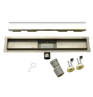 Caniveau de douche en acier inoxydable poli 80 cm avec siphon inspectable - Inox Style Smart