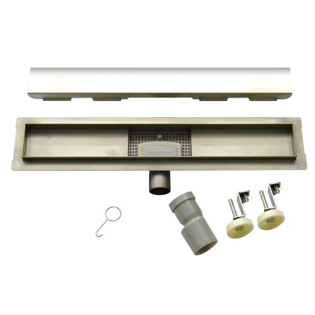 Caniveau de douche en acier inoxydable poli 80 cm avec siphon inspectable - Inox Style Smart