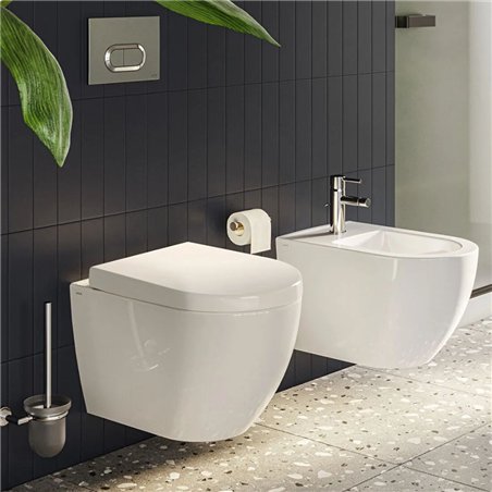 Abattant de WC Softclose blanc avec charnières chromées - série S50 | Vitra