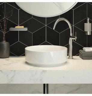 Lavabo à poser rond en céramique blanche 360 mm - Delia
