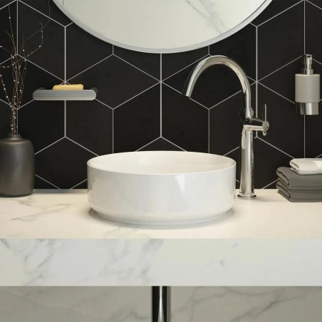 Lavabo à poser rond en céramique blanche 360 mm - Delia
