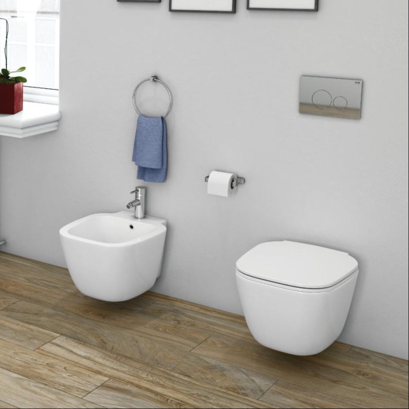 Paire de sanitaires suspendus en céramique blanche Alpin - Série 1 | RAK Ceramics Paire de sanitaires suspendus en céramique blanche Alpin - Série 1 | RAK Ceramics