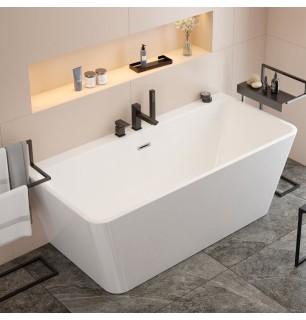 Baignoire acrylique rectangulaire autoportante 160 cm - Giasyn