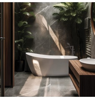 Baignoire Stapol 170 cm - Baignoire asymétrique en acrylique blanc