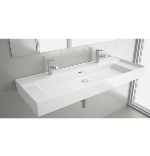 Trento lavabo en porcelaine 121x46 cm avec support latéral - Blanc