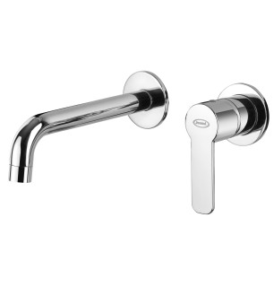Mélangeur lavabo mural Eolo - Jacuzzi, laiton chromé 19,9 cm