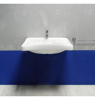 Lavabo blanc pour handicapés avec repose-coude - BuyBath