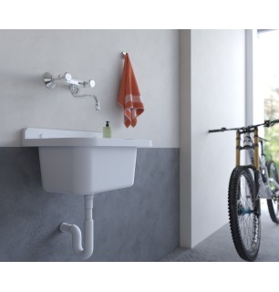 Support mural en polypropylène blanc 50x34x21 avec porte-savon
