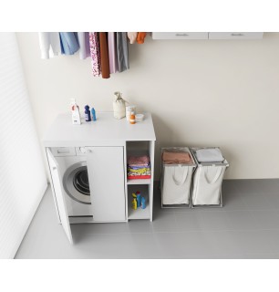 Armoire de rangement pour lave-linge avec portes et étagères | BuyBath