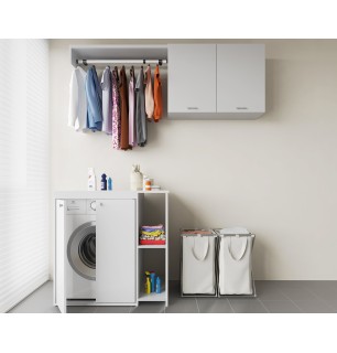 Armoire de rangement pour lave-linge avec portes et étagères | BuyBath