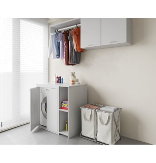 Armoire de rangement pour lave-linge avec portes et étagères | BuyBath
