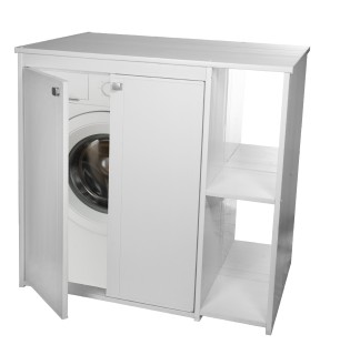 Armoire de rangement pour lave-linge avec portes et étagères | BuyBath