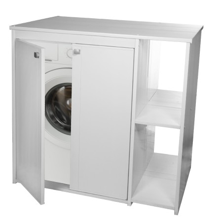 Armoire de rangement pour lave-linge avec portes et étagères | BuyBath