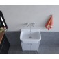 Lavabo blanc peu encombrant 55x34x80H cm avec vasque et vidange Lavabo blanc peu encombrant 55x34x80H cm avec vasque et vidange