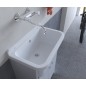 Lavabo blanc peu encombrant 55x34x80H cm avec vasque et vidange Lavabo blanc peu encombrant 55x34x80H cm avec vasque et vidange