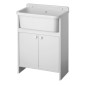 Lavabo blanc peu encombrant 55x34x80H cm avec vasque et vidange Lavabo blanc peu encombrant 55x34x80H cm avec vasque et vidange