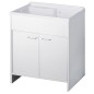 Lavabo en PVC blanc avec bonde autonettoyante et vidange 60x50x85H cm Lavabo en PVC blanc avec bonde autonettoyante et vidange 60x50x85H cm