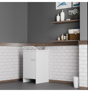 Lavabo en PVC blanc 45x50x85H avec bonde et planche | BuyBath