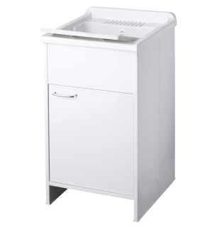 Lavabo en PVC blanc 45x50x85H avec bonde et planche | BuyBath