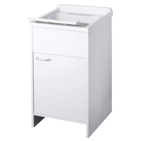 Lavabo en PVC blanc 45x50x85H avec bonde et planche | BuyBath
