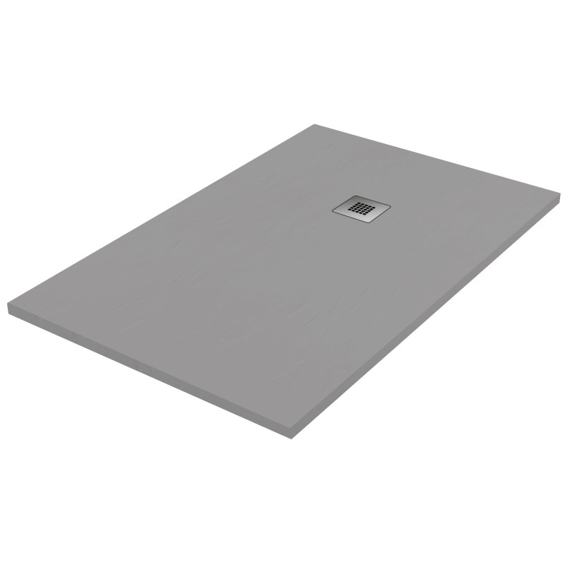 Receveur de douche en résine couleur ciment 70x150 cm avec grille et bonde - Showey Receveur de douche en résine couleur ciment 70x150 cm avec grille et bonde - Showey