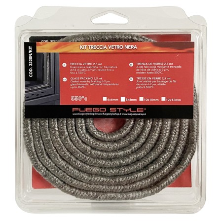 Joint en verre noir 10x10 mm pour poêles et cheminées - BuyBath