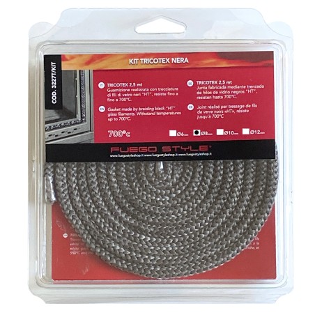 Joint Tricotex Black 8 mm pour poêles et cheminées - BuyBath
