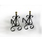 Paire d'ailettes avec boutons en laiton - Support de cheminée en bois Paire d'ailettes avec boutons en laiton - Support de cheminée en bois
