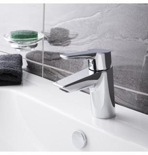 Mélangeur lavabo monotrou en S massif
