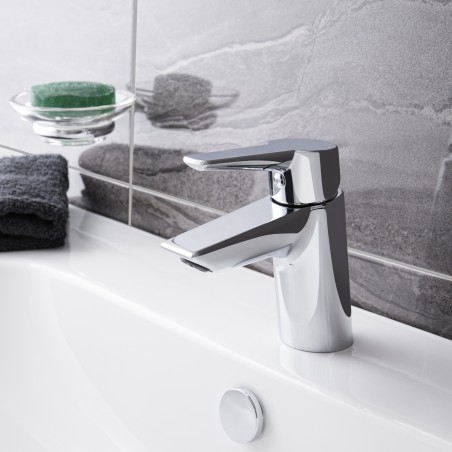 Mélangeur lavabo monotrou en S massif