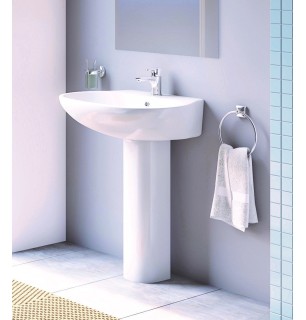 Conny lavabo avec piédestal H83 cm en céramique blanche | BuyBath