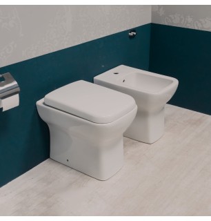Paire d'articles sanitaires Piccolo Gravena 49x35,5 - WC sans rebord + bidet | BuyBath