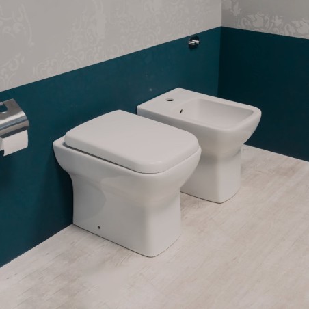Paire d'articles sanitaires Piccolo Gravena 49x35,5 - WC sans rebord + bidet | BuyBath