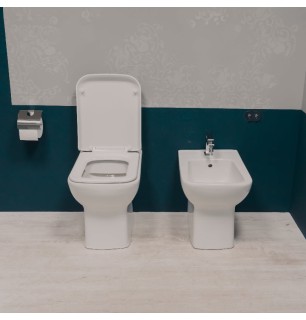 Paire d'articles sanitaires Piccolo Gravena 49x35,5 - WC sans rebord + bidet | BuyBath