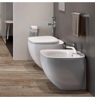 RAK Illusion sanitaire mural affleurant - WC et bidet en céramique blanche
